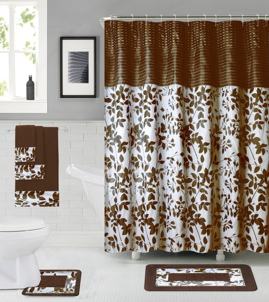 Bathroom Decor 18 Piece Shower Curtain bathmat Set