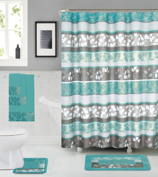 18 Piece Shower Curtain Set Junia