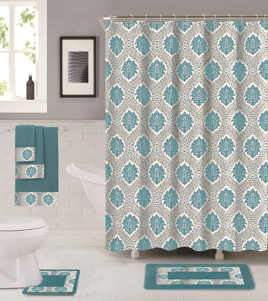 18 Piece Shower Curtain Set Amara