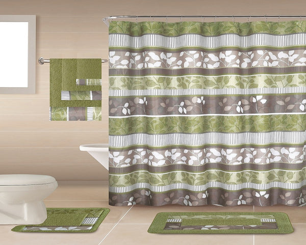 18 Piece Shower Curtain Set Rochelle